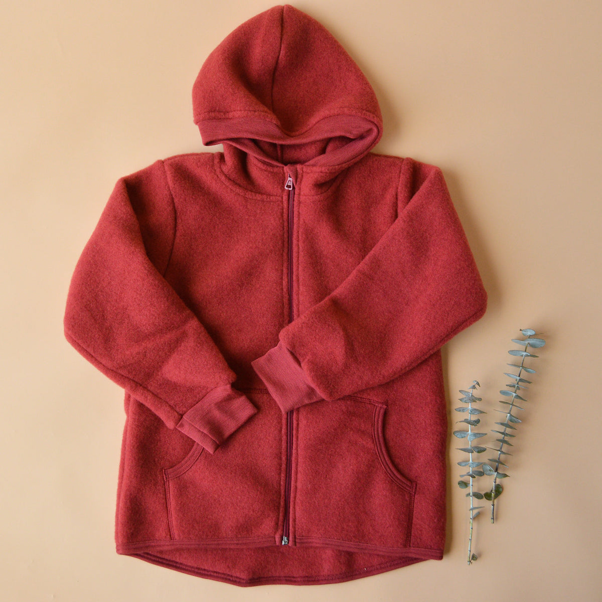 Hooded Jacket - Organic Wool Fleece with Zip (big kids 9-12y+)