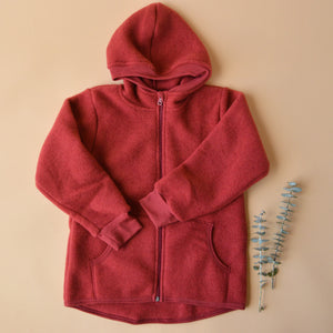 Hooded Jacket in Organic Wool Fleece with Zip (big kids 9-12y+)