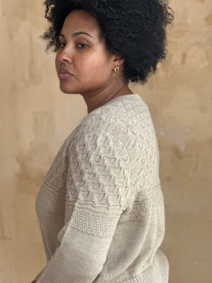 Arwen Gansey Cardi - 100% Baby Alpaca - Porridge (S-L)