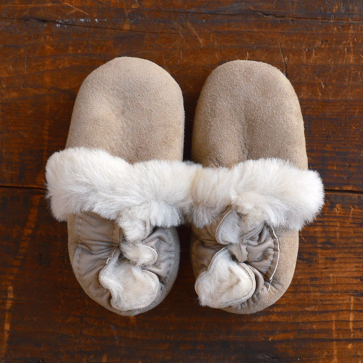 Baby Lambskin Slippers - Taupe (0-18m)