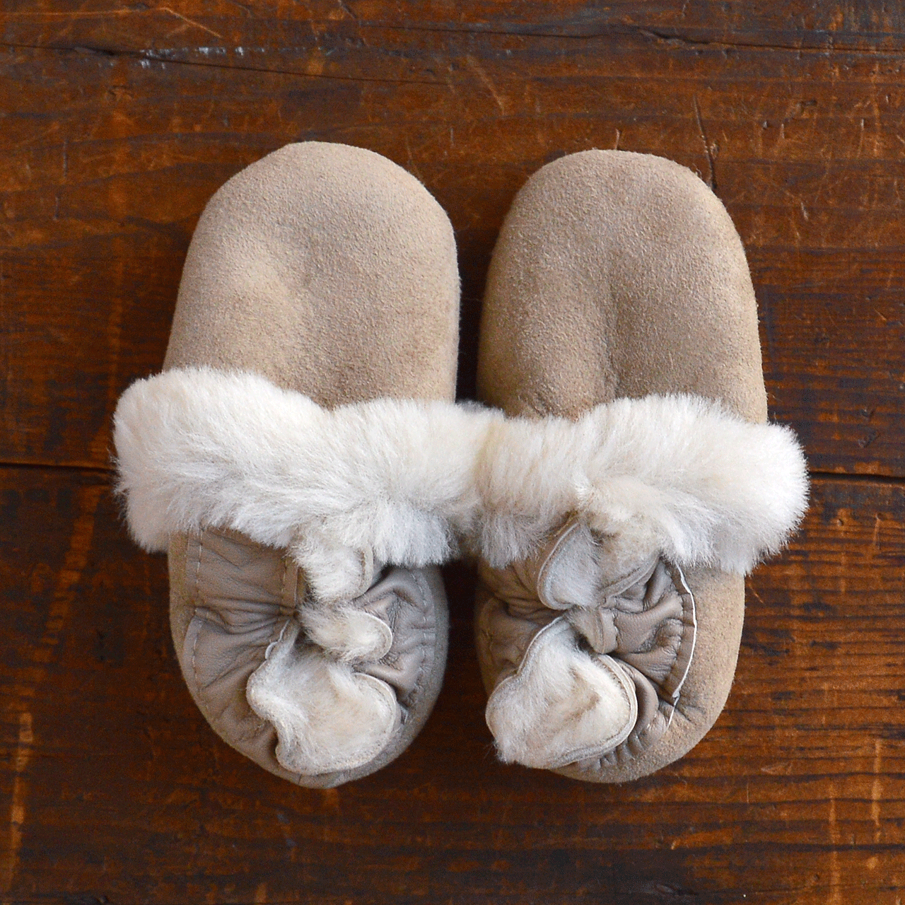Baby Lambskin Slippers - Taupe (0-18m)