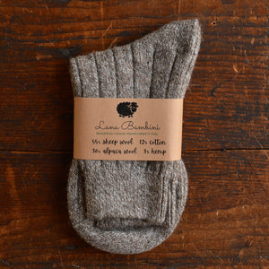 Medium Rib Wool/Alpaca/Hemp Socks (Adults)