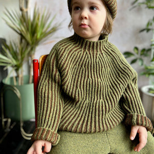 Afron Brioch Knit Pullover - 100% Merino - Mallow/Paprika (1-10y)