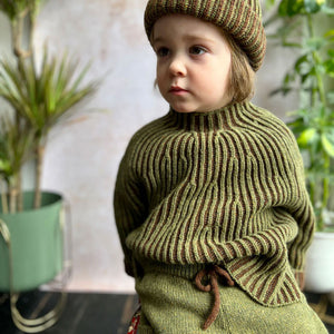 Afron Brioch Knit Pullover - 100% Merino - Mallow/Paprika (1-10y)