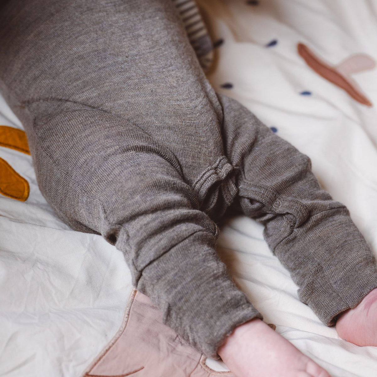 Baby Footless Sleep Suit Onesie - Organic Wool/Silk - Walnut (0-24m)