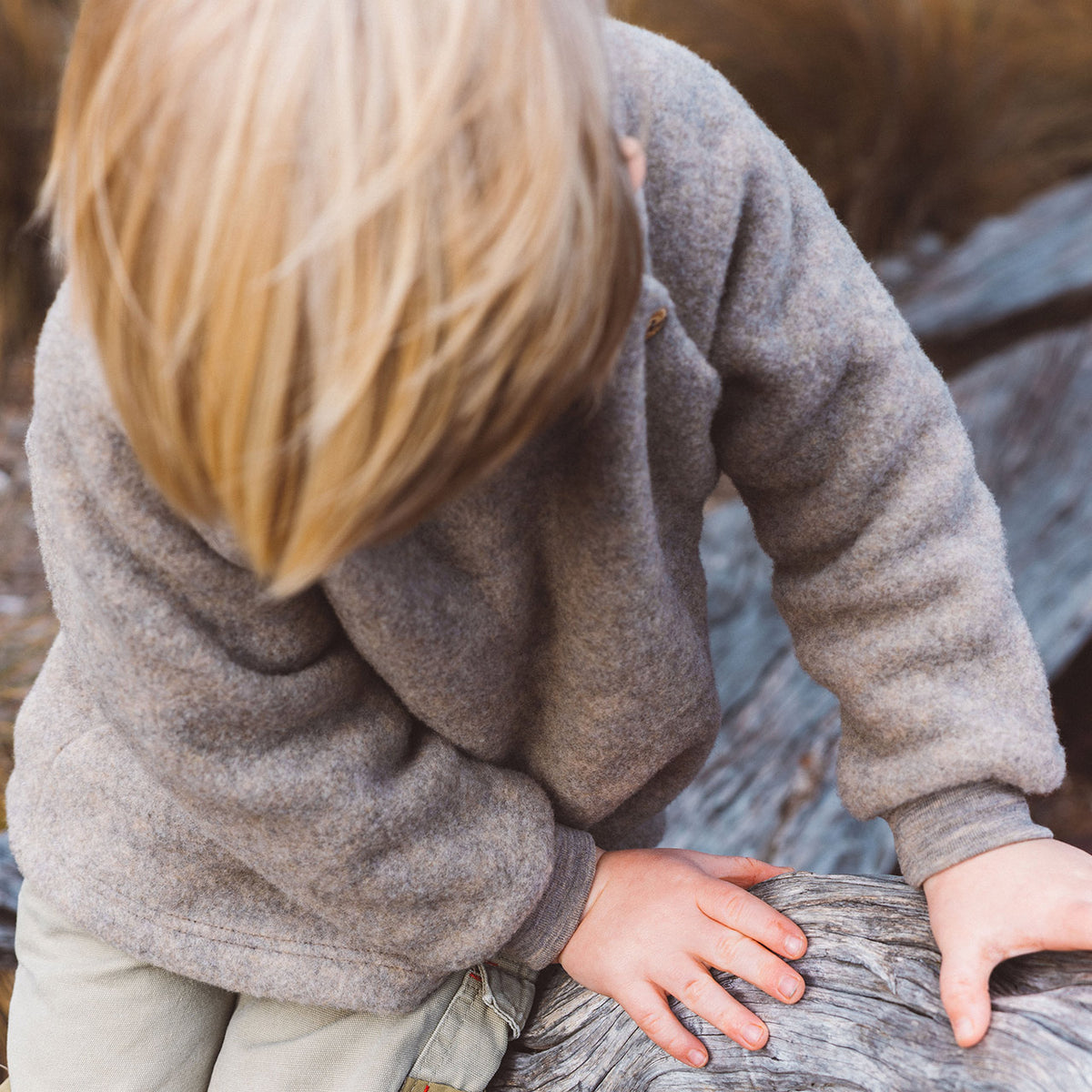 Baby Raglan Jumper - 100% Organic Wool Fleece - Walnut (3m-6y)