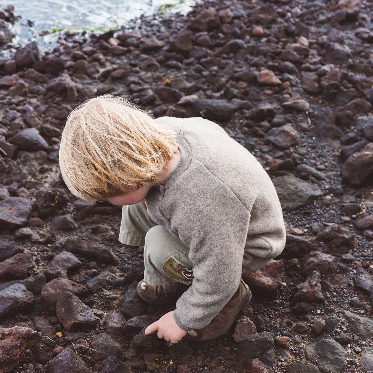 Baby Raglan Jumper - 100% Organic Wool Fleece - Walnut (3m-6y)