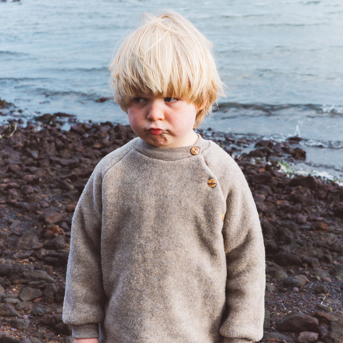 Baby Raglan Jumper - 100% Organic Wool Fleece - Walnut (3m-6y)