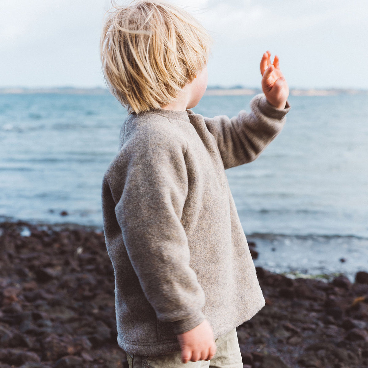 Baby Raglan Jumper - 100% Organic Wool Fleece - Walnut (3m-6y)