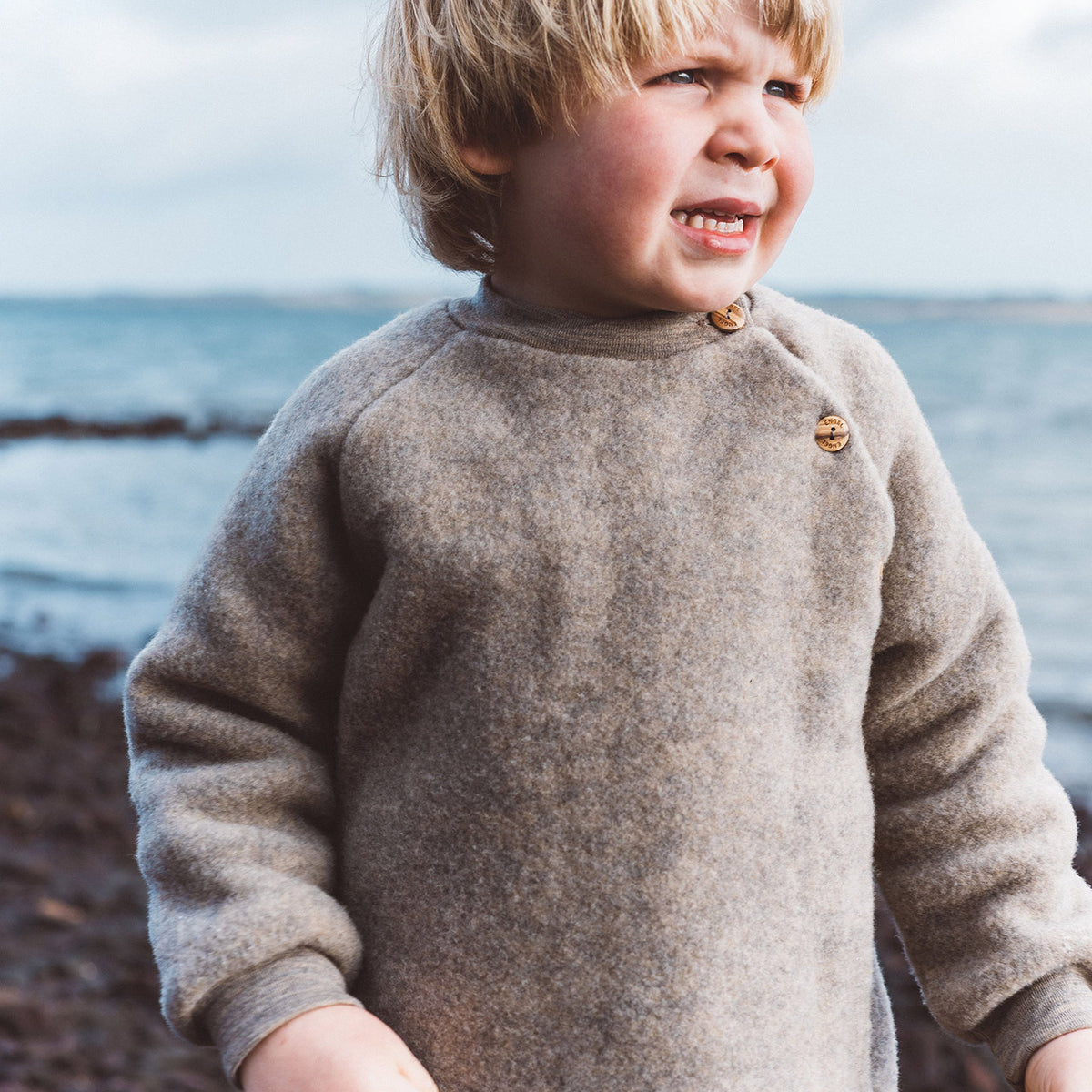 Baby Raglan Jumper - 100% Organic Wool Fleece - Walnut (3m-6y)
