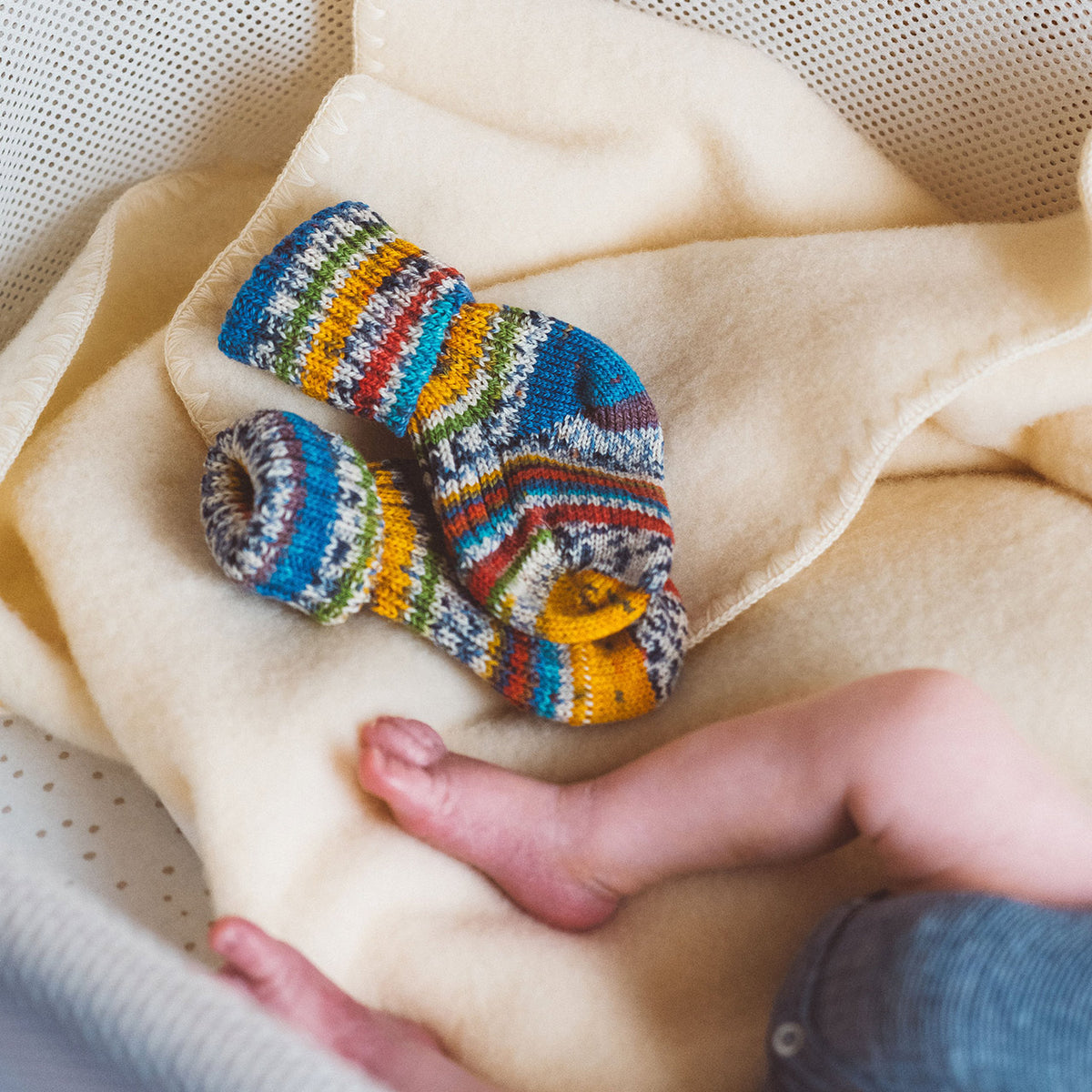 Baby & Kids Chunky Painted Yarn Socks - 100% Organic Wool - Stripes (0-6y)