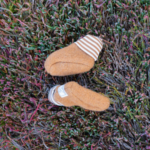 Sox Baby Booties/Socks with Striped Cuffs - Organic Wool Fleece (0-2y)