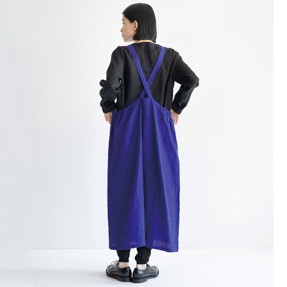 Maria Apron Dress - 100% Linen - Cobalt