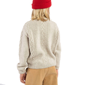 Cable Knit Sweater - Organic Wool/Cotton - Salt (9-14y)