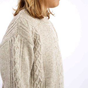 Cable Knit Sweater - Organic Wool/Cotton - Salt (9-14y)