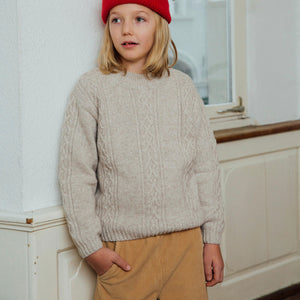 Cable Knit Sweater - Organic Wool/Cotton - Salt (9-14y)