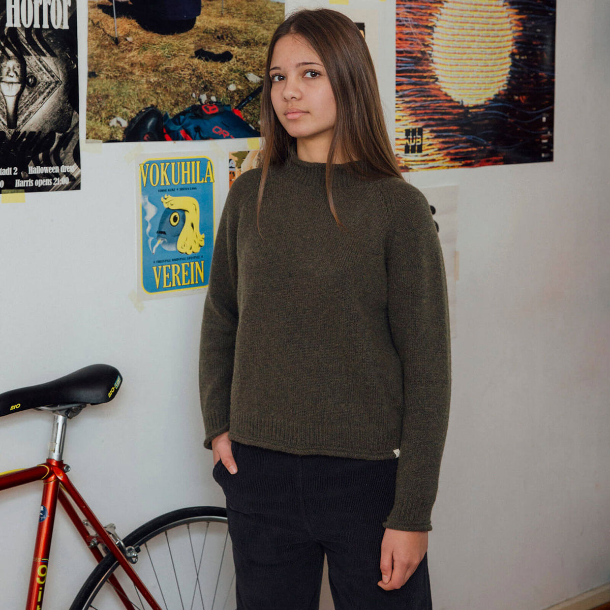 Raglan High Neck Sweater - Organic Wool/Cotton (9-14y)