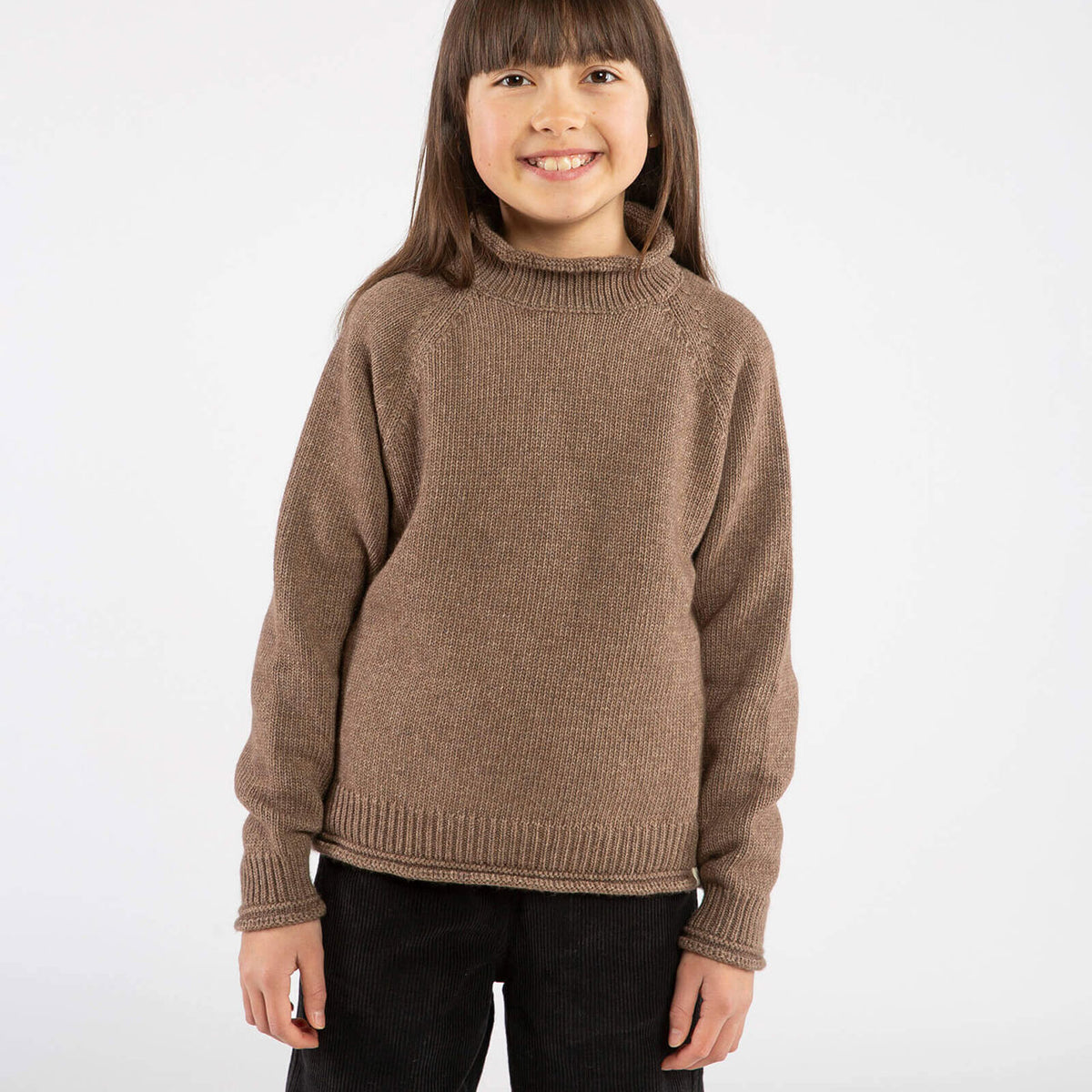Raglan High Neck Sweater - Organic Wool/Cotton (9-14y)