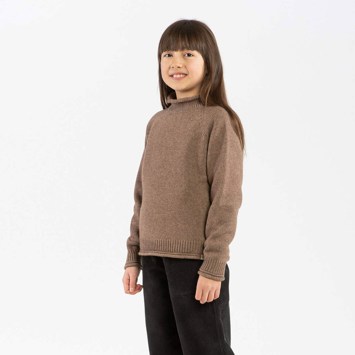 Raglan High Neck Sweater - Organic Wool/Cotton (9-14y)