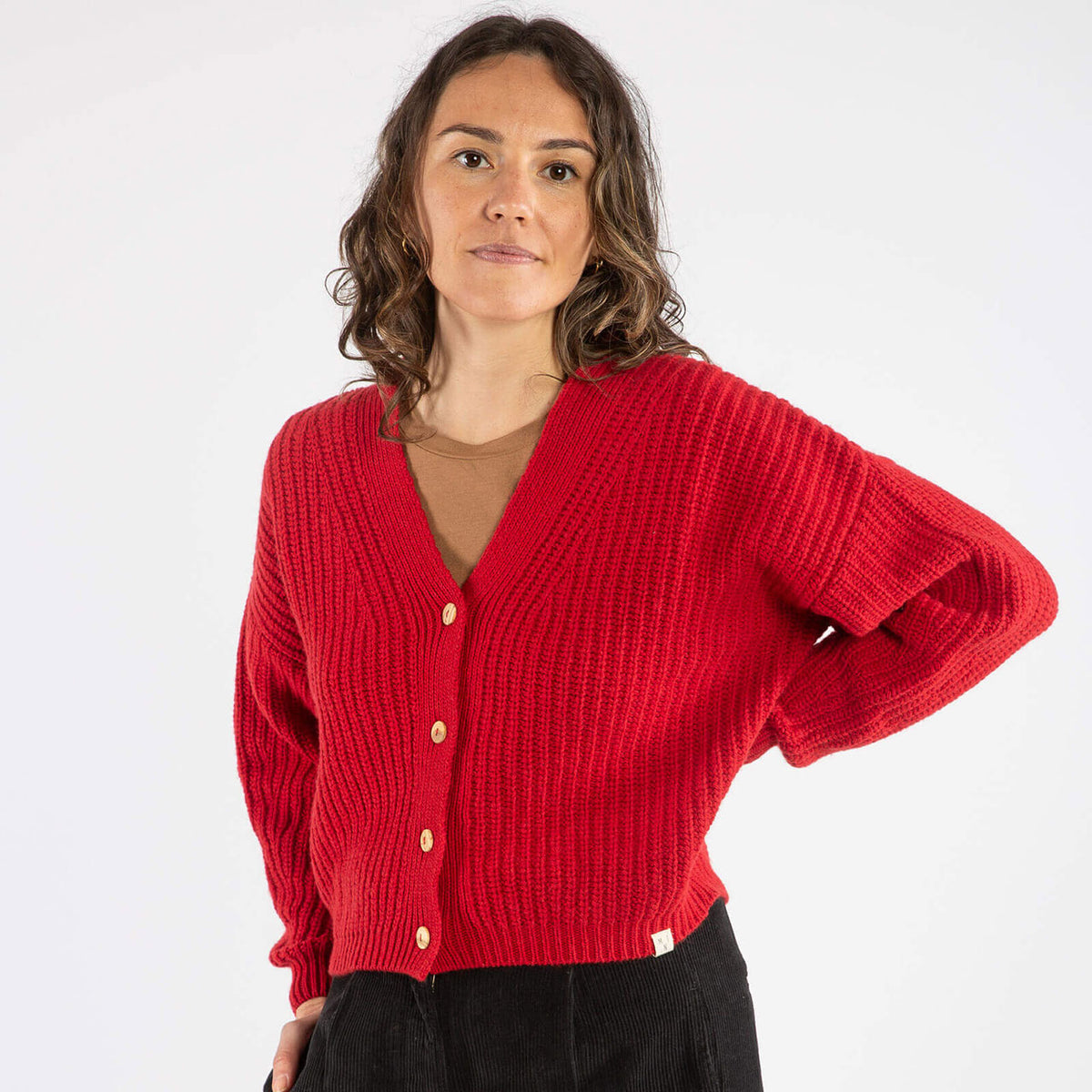 Womens Knit Cardigan - Organic Wool/Cotton (S, M, L)