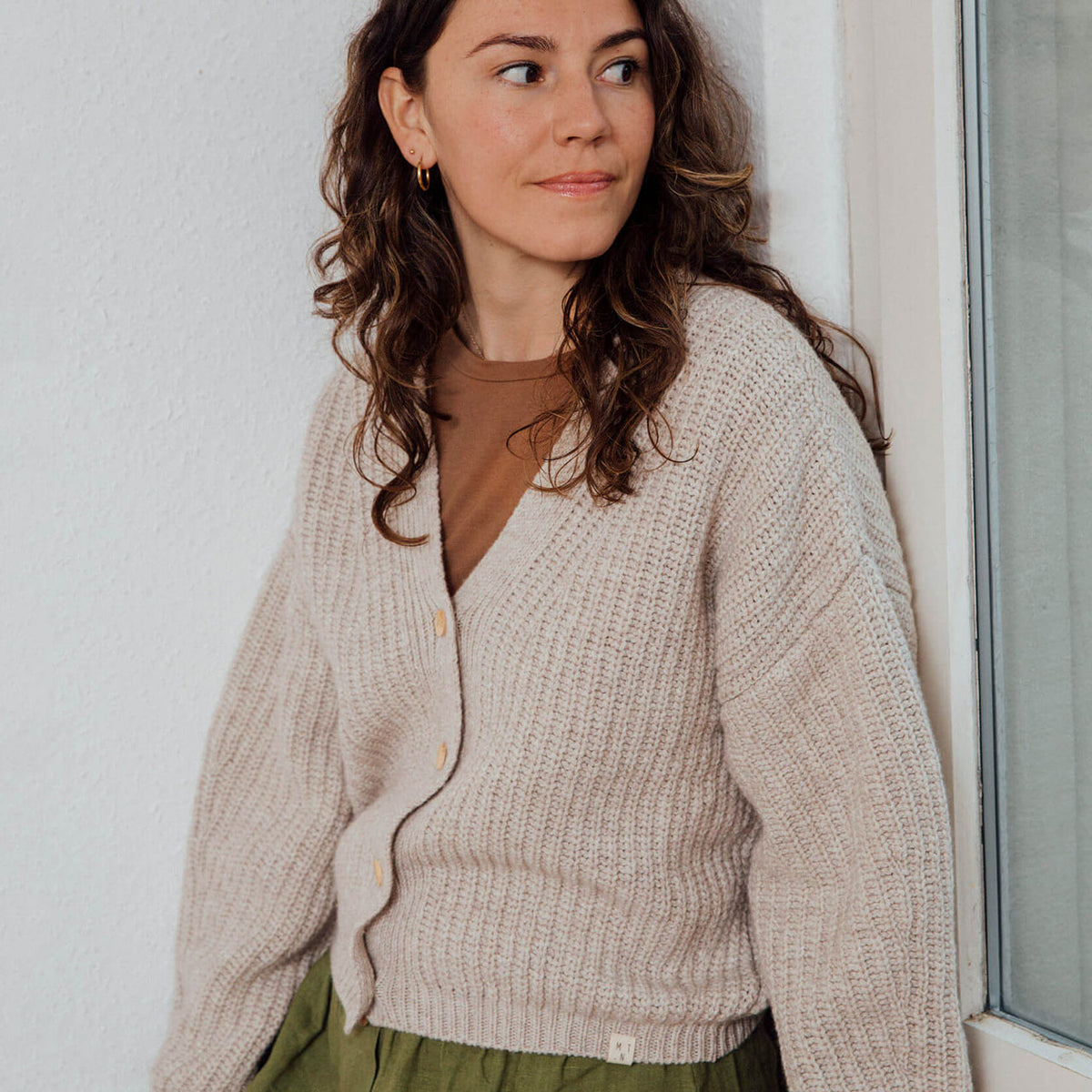 Womens Knit Cardigan - Organic Wool/Cotton (S, M, L)