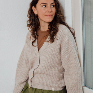 Womens Knit Cardigan - Organic Wool/Cotton (S, M, L)