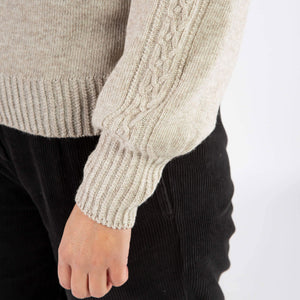 Womens Cable Knit Sweater - Organic Wool/Cotton (S, M, L)