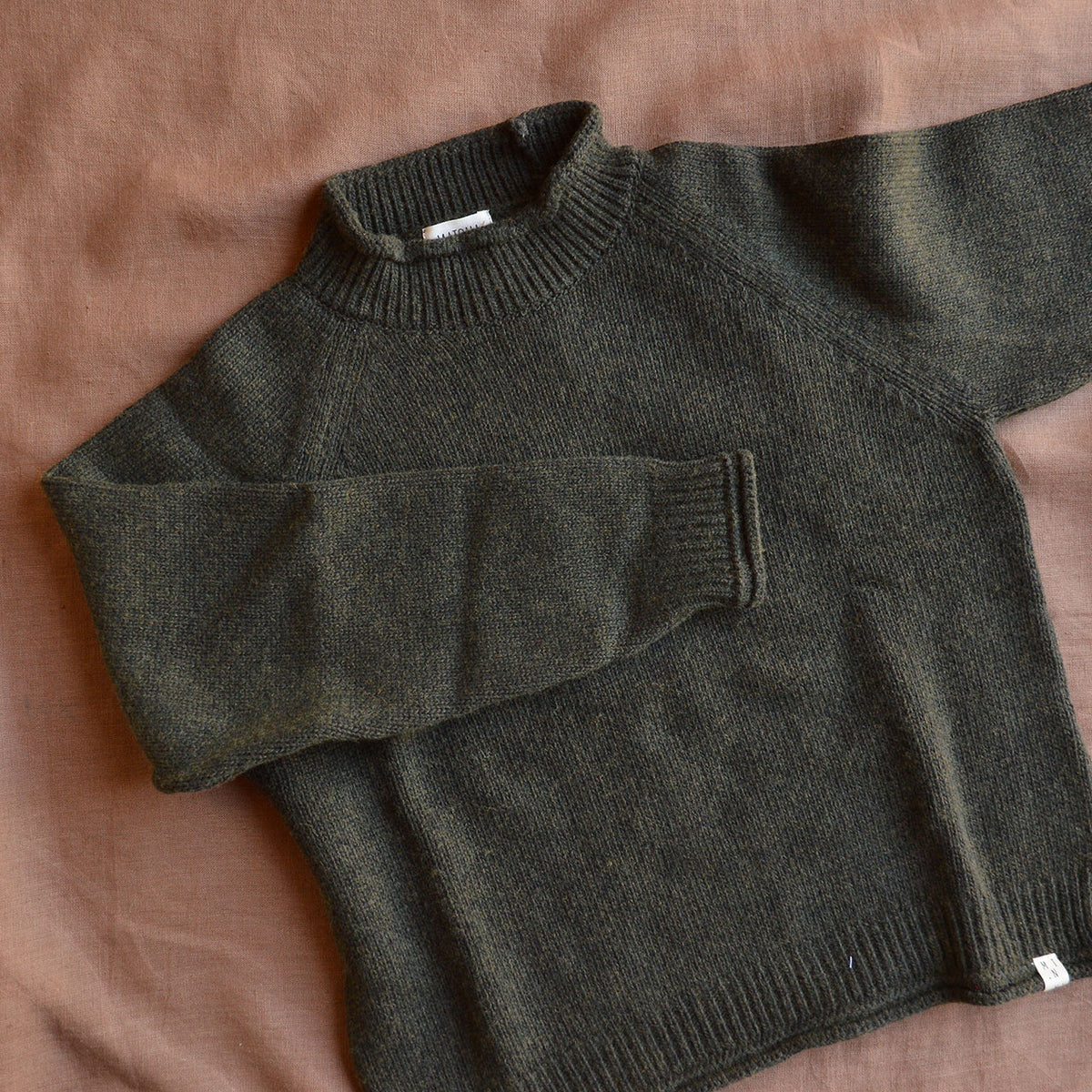 Raglan High Neck Sweater - Organic Wool/Cotton (9-14y)