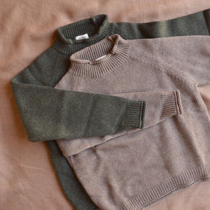 Raglan High Neck Sweater - Organic Wool/Cotton (9-14y)