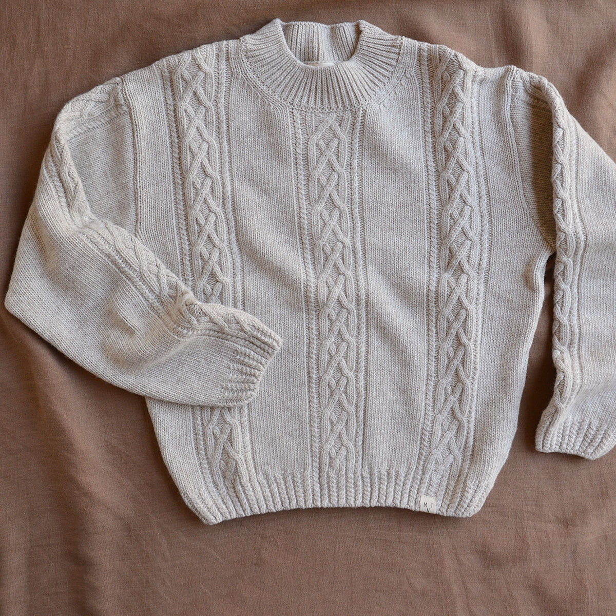 Cable Knit Sweater - Organic Wool/Cotton - Salt (9-14y)
