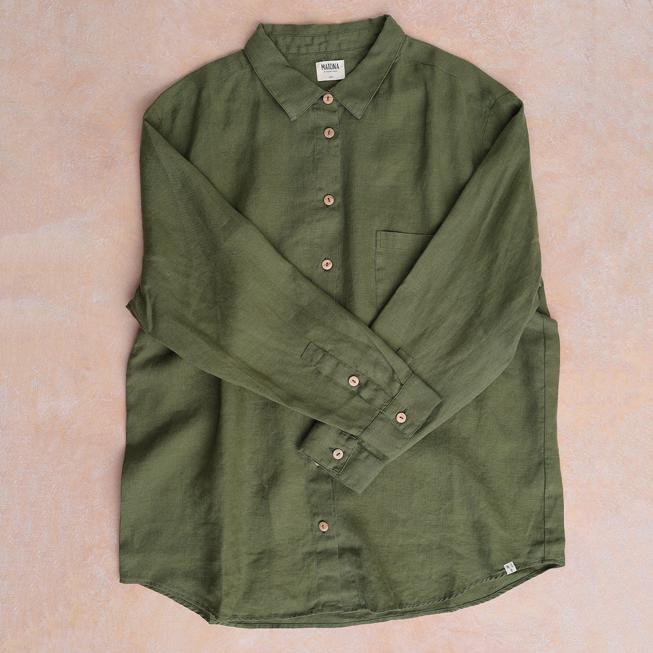 Shirt Blouse - 100% Linen - Olive