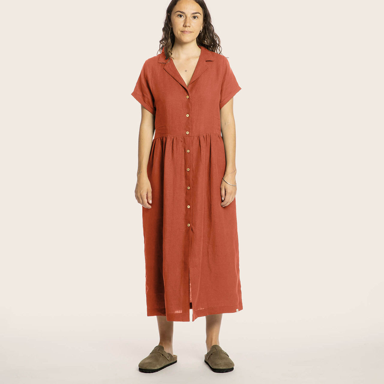 Collared Dress - 100% Linen - Rooibos