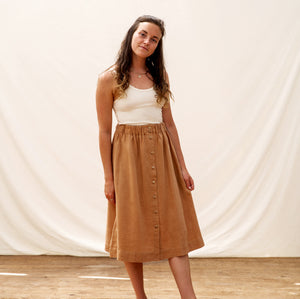 Midi Skirt - 100% Linen - Cardamom (Women's S-L)