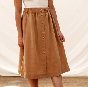 Midi Skirt - 100% Linen - Heather Check (Women's S-L)