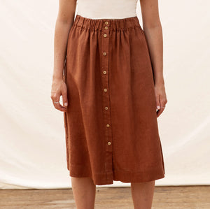 Midi Skirt - 100% Linen - Heather Check (Women's S-L)