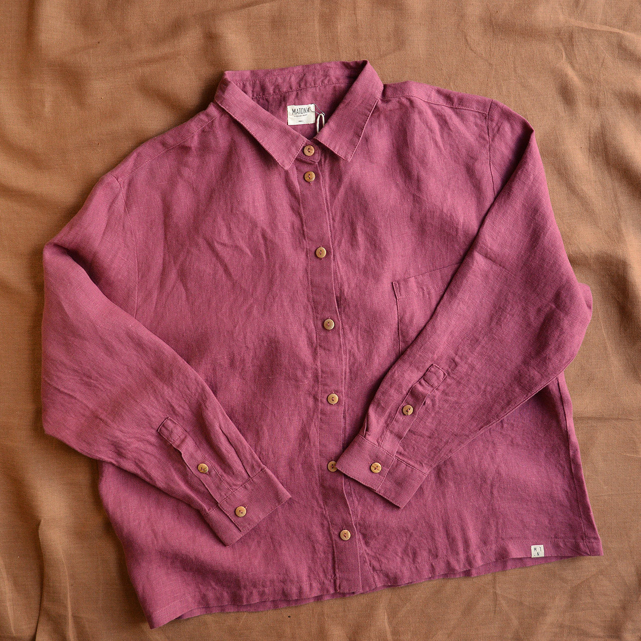 Shirt Blouse - 100% Linen - Blackberry (Women's S-L)