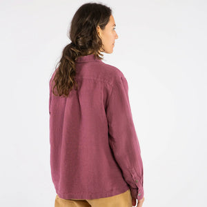 Shirt Blouse - 100% Linen - Blackberry (Women's S-L)