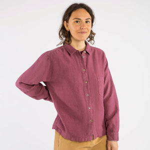 Shirt Blouse - 100% Linen - Blackberry (Women's S-L)