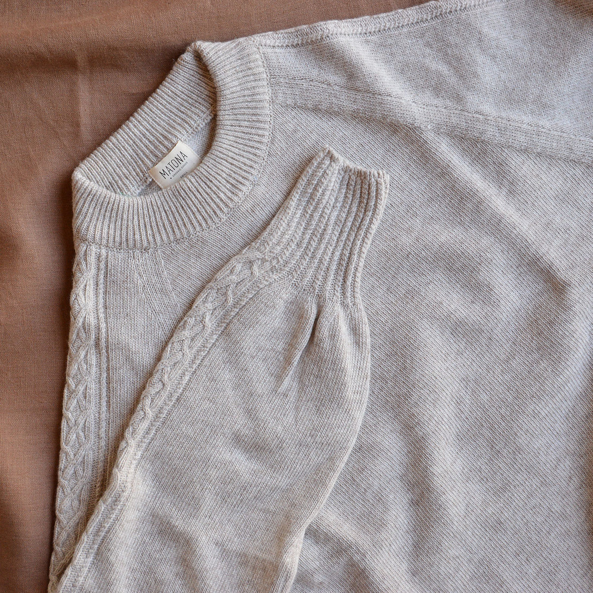 Womens Cable Knit Sweater - Organic Wool/Cotton (S, M, L)