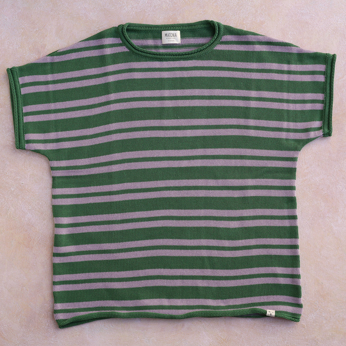 Boxy Knit T-Shirt - 100% Organic Cotton - Vanilla Stripe (Teens/Women)