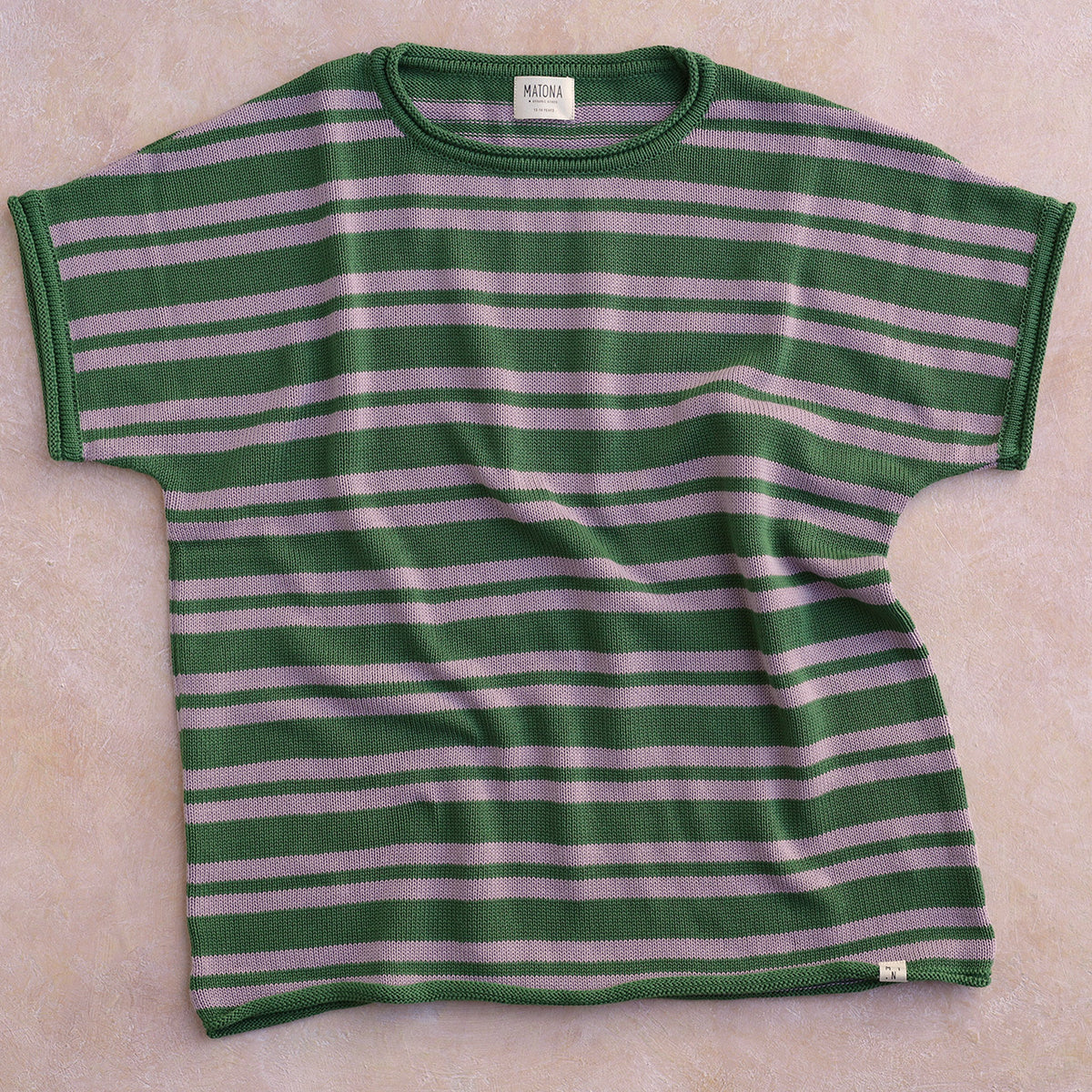 Boxy Knit T-Shirt - 100% Organic Cotton - Vanilla Stripe (Teens/Women)