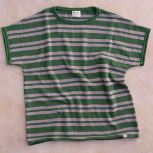 Boxy Knit T-Shirt - 100% Organic Cotton - Vanilla Stripe (Teens/Women)