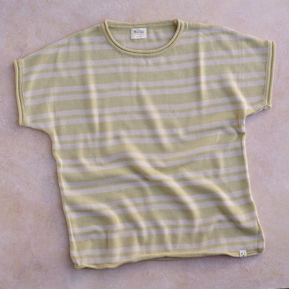 Boxy Knit T-Shirt - 100% Organic Cotton - Vanilla Stripe (Teens/Women)
