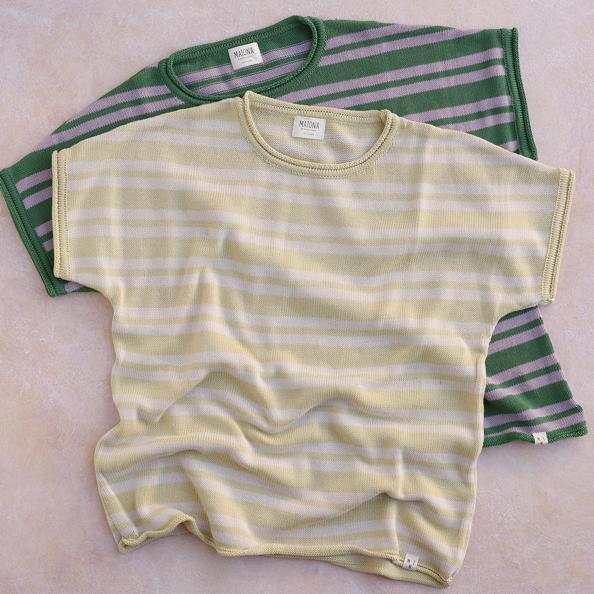 Boxy Knit T-Shirt - 100% Organic Cotton - Vanilla Stripe (Teens/Women)