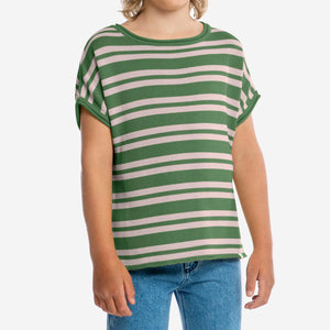 Boxy Knit T-Shirt - 100% Organic Cotton - Vanilla Stripe (Teens/Women)