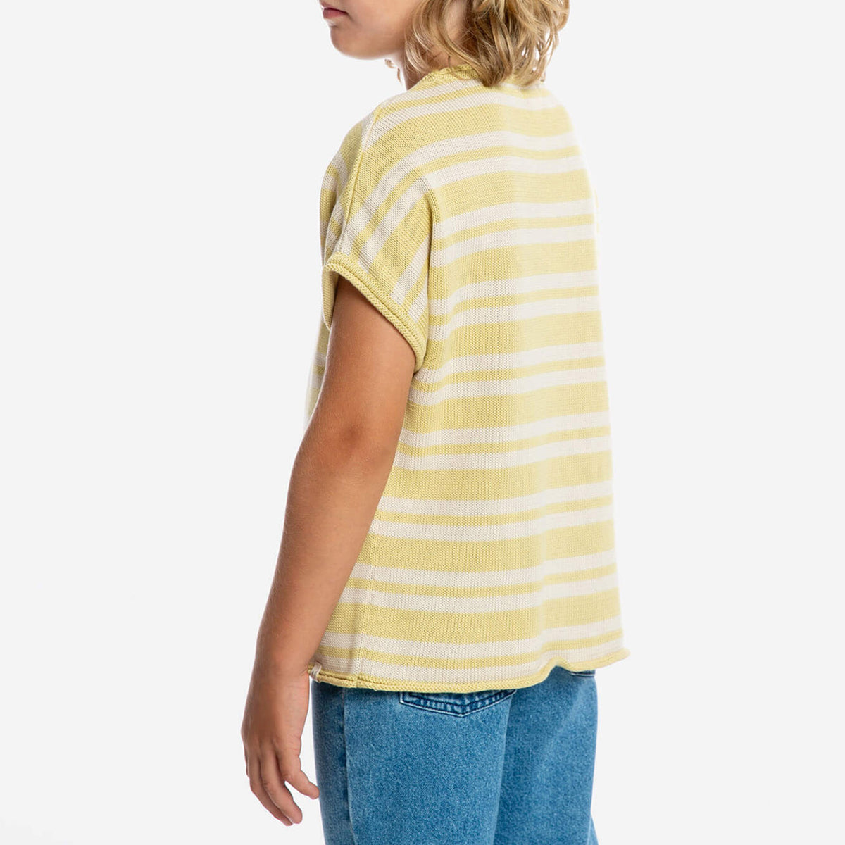 Boxy Knit T-Shirt - 100% Organic Cotton - Vanilla Stripe (Teens/Women)