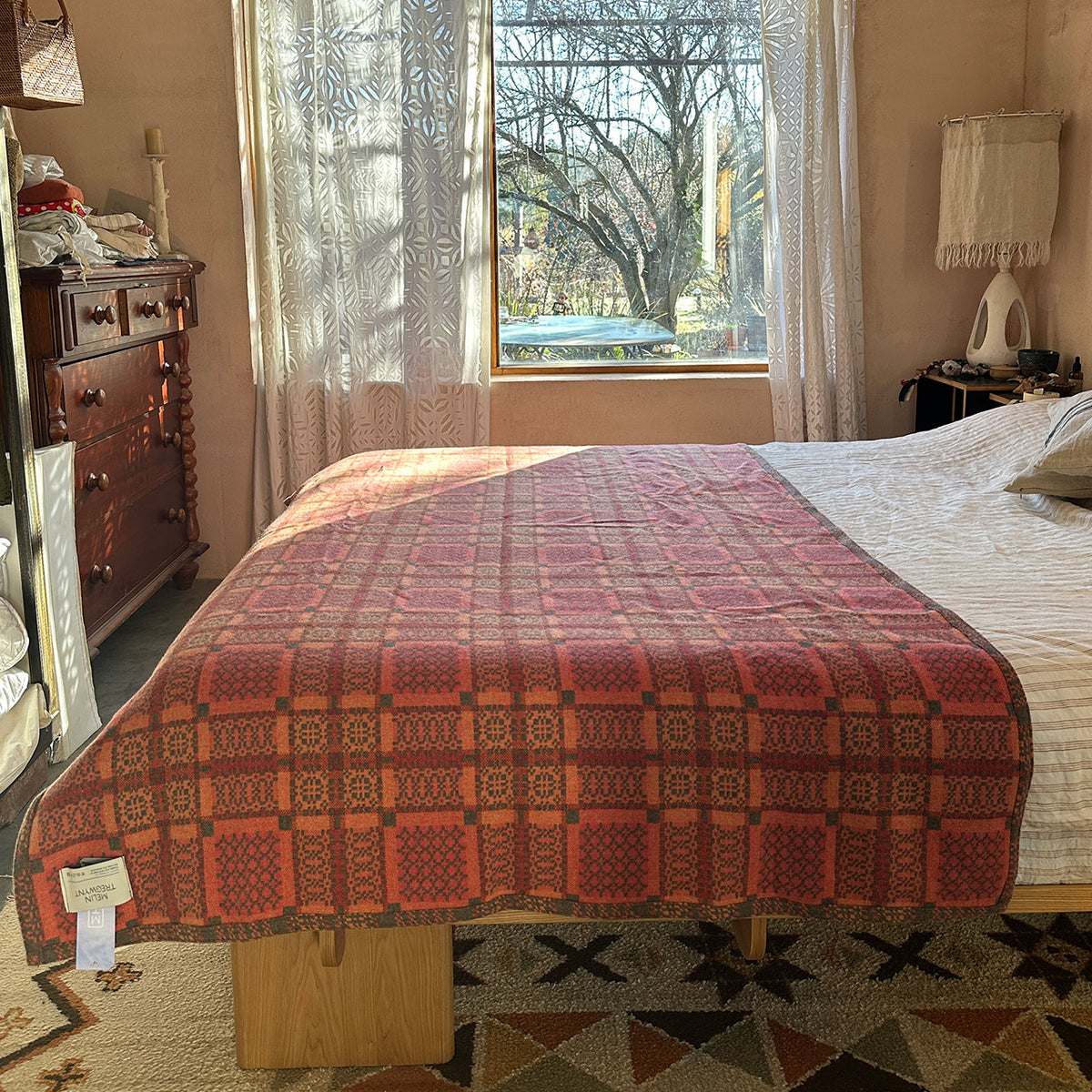 Welsh Knot Garden Throw - 100% Lambswool - Copper (120x200cm)