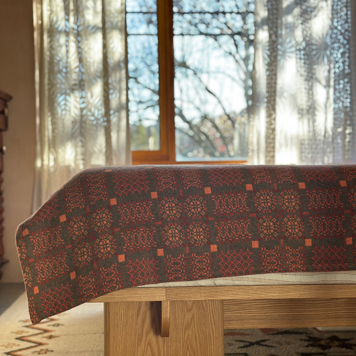 Welsh Knot Garden Throw - 100% Lambswool - Copper (120x200cm)