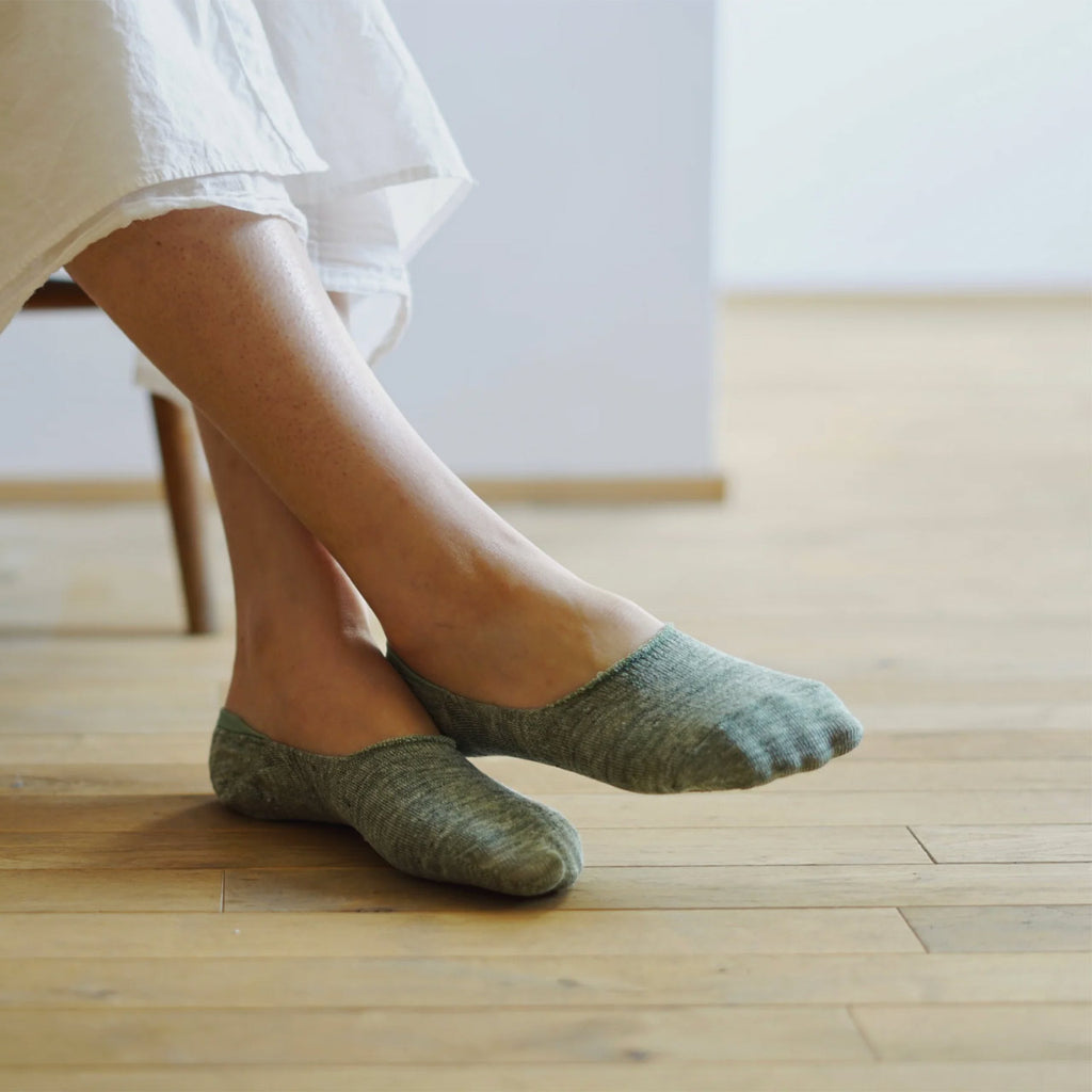 Women's No Show Liner Socks in Linen by Memeri from Woollykins