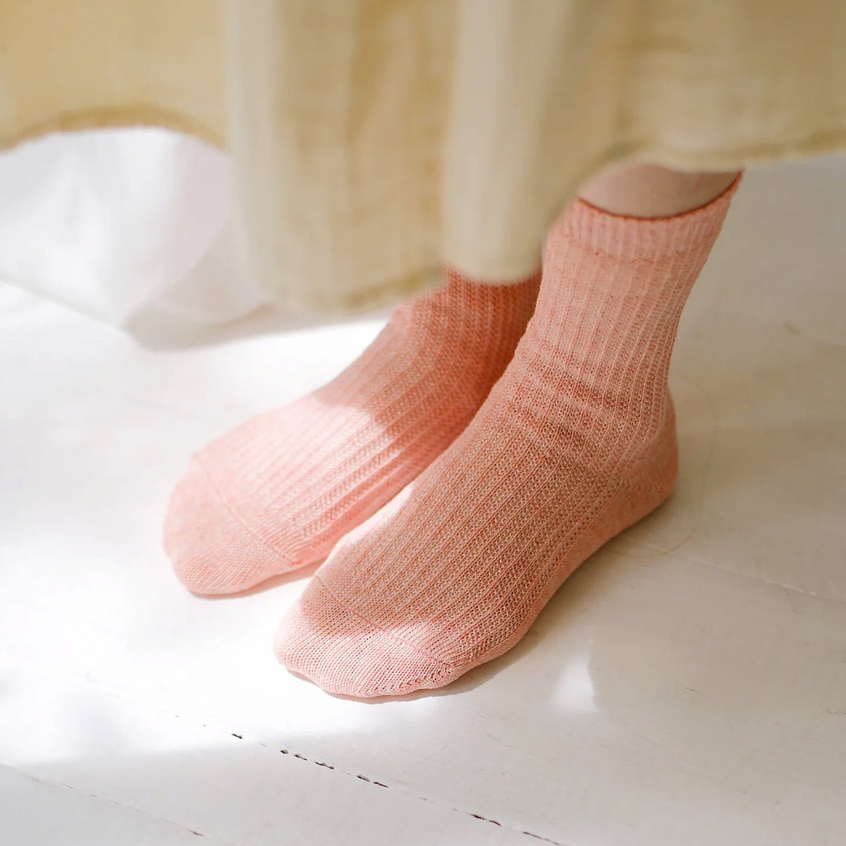 Memeri Ribbed Socks - Linen (Adults)